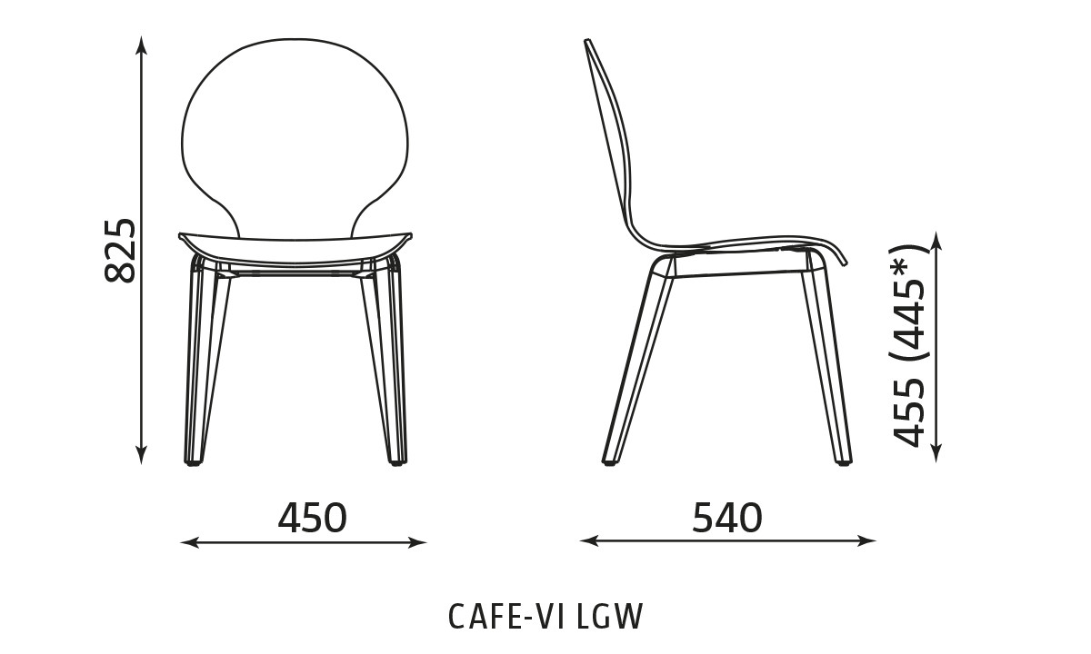 Wymiary krzesła Cafe IV LGW